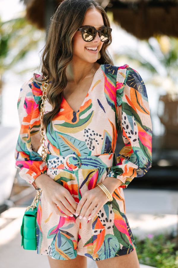 bold rompers, colorful rompers, long sleeve rompers, tropical rompers, boutique rompers