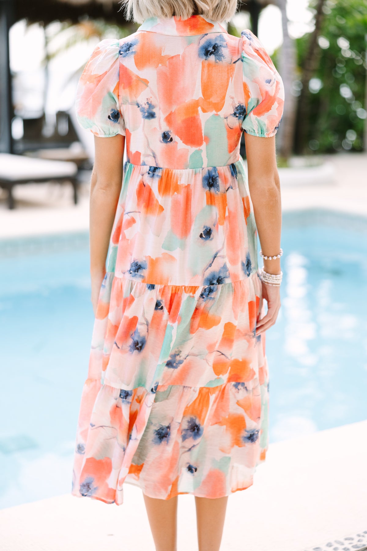 Modest Woman's Floral Abstract Dress 3115-23 - Green main image 0