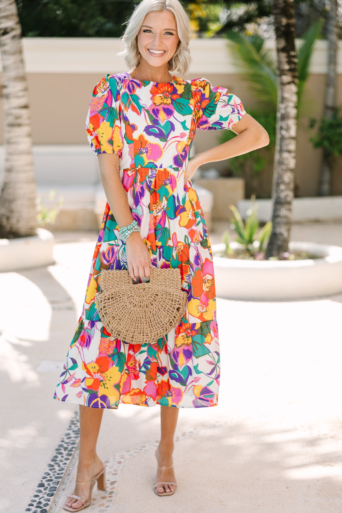 Go Your Own Way Pink Floral Midi Dress – Shop the Mint