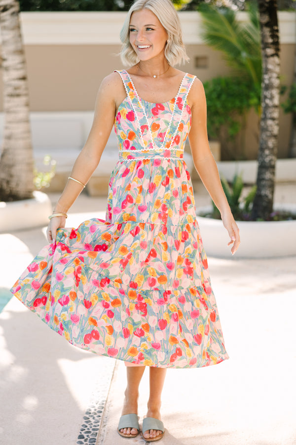 Just For You Pink Floral Midi Dress Shop the Mint Just For You Pink Floral Midi Dress Shop the Mint