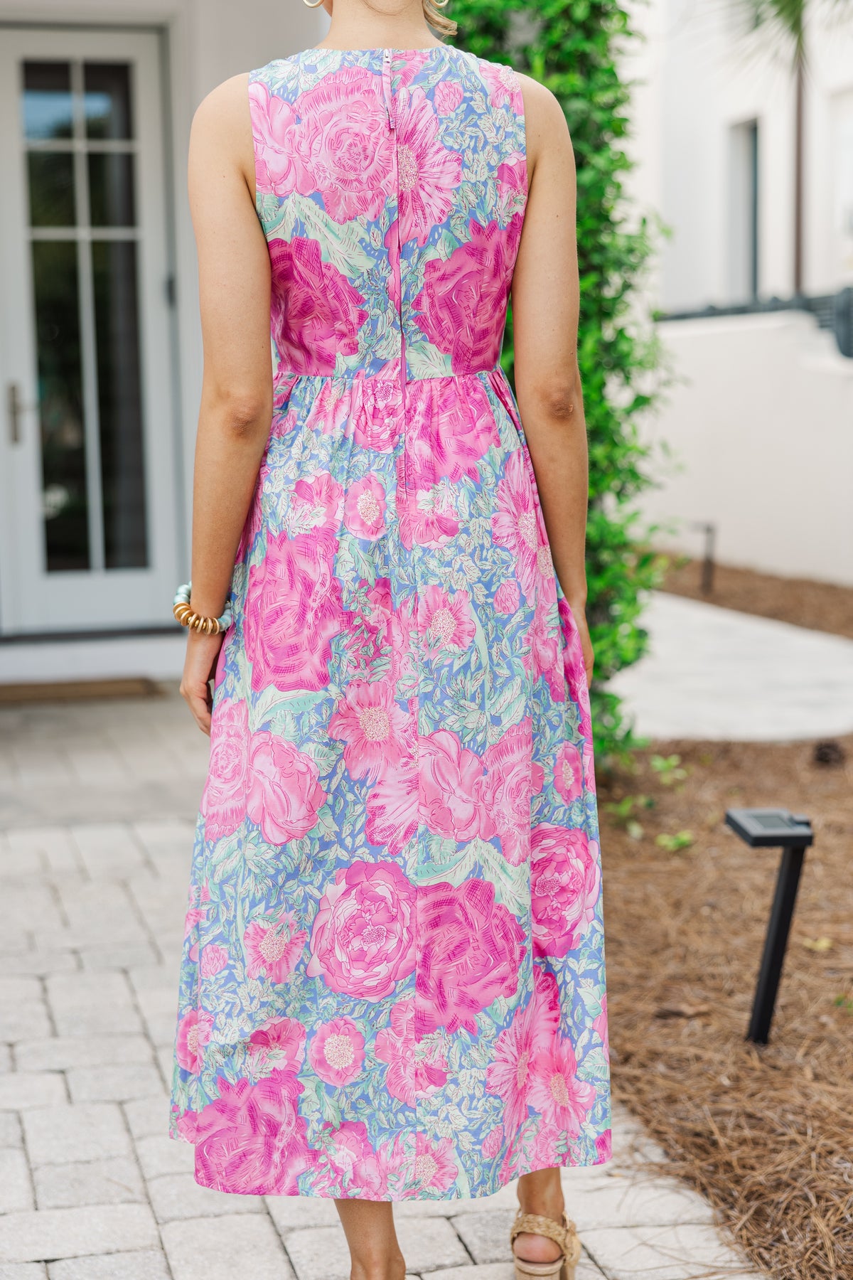 Green/Pink Mix Midi Dress main image 0