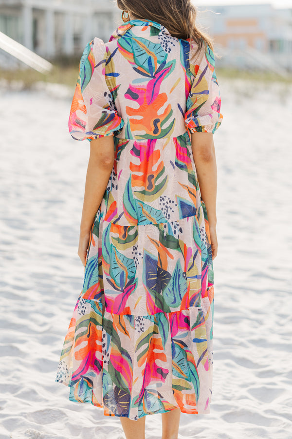 Looking For Fun Multi-Colored Tropical Midi Dress Shop the Mint Looking For Fun Multi-Colored Tropical Midi Dress Shop the Mint