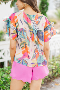 Start The Day Multi-Colored Tropical Blouse