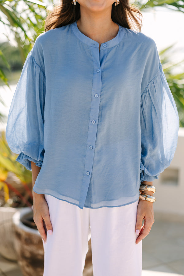 Fate: Far From Over Light Blue Puff Sleeve Blouse
