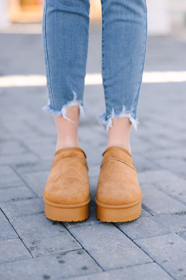 See You There Tan Platform Booties
