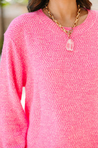 The Slouchy Bubble Neon Pink Sleeve Sweater