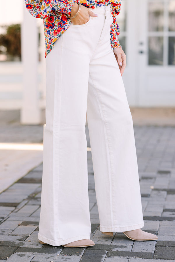 Risen Jeans: Above And Beyond White Wide Leg Jeans – Shop the Mint