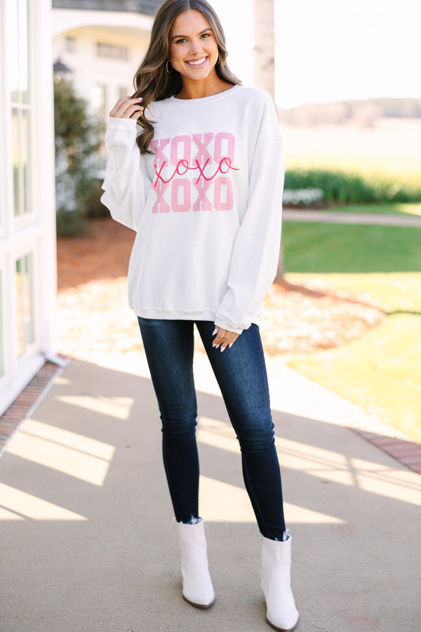 White and pink on sale sweatshirt