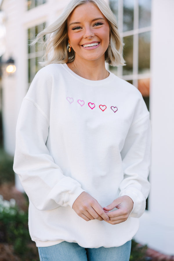 I Heart You White Embroidered Sweatshirt Shop the Mint