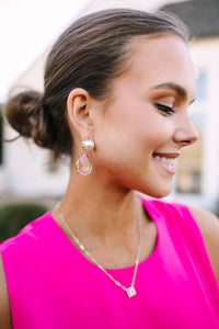 Worth It All Pearl and Pink Teardrop Earrings