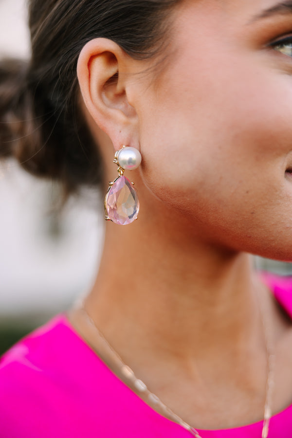 Worth It All Pearl and Pink Teardrop Earrings