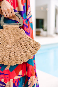 Down By The Sea Taupe Braided Purse