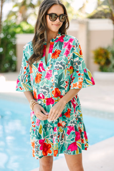 jade green floral dress JULIANNA DRESS main image 1