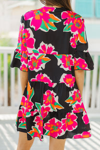 Feeling Like Love Black Floral Dress