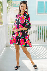 Feeling Like Love Black Floral Dress