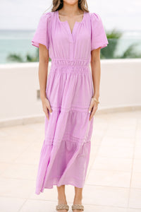 It's In The Air Lavender Purple Tiered Midi Dress