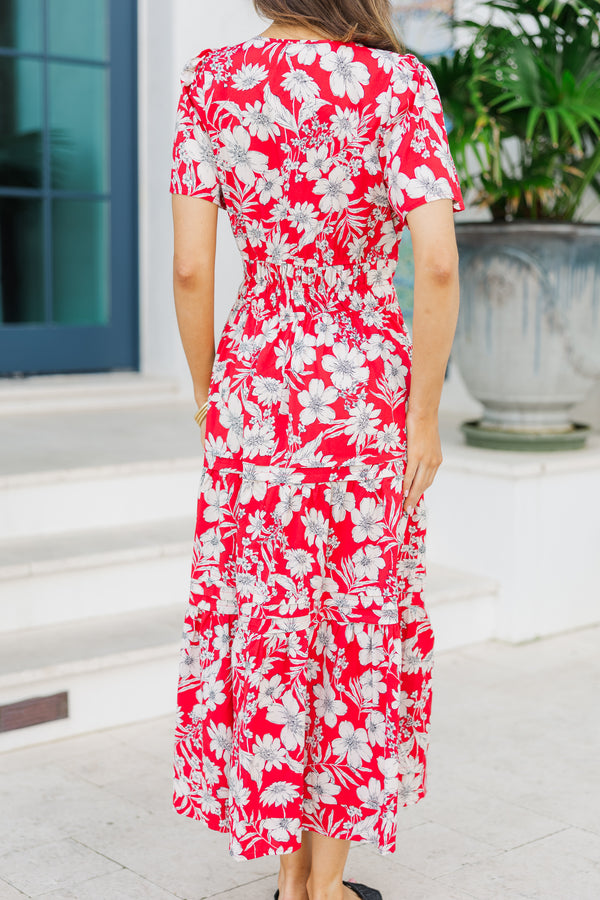 It's In The Air Red Floral Tiered Midi Dress Shop the Mint It's In The Air Red Floral Tiered Midi Dress Shop the Mint