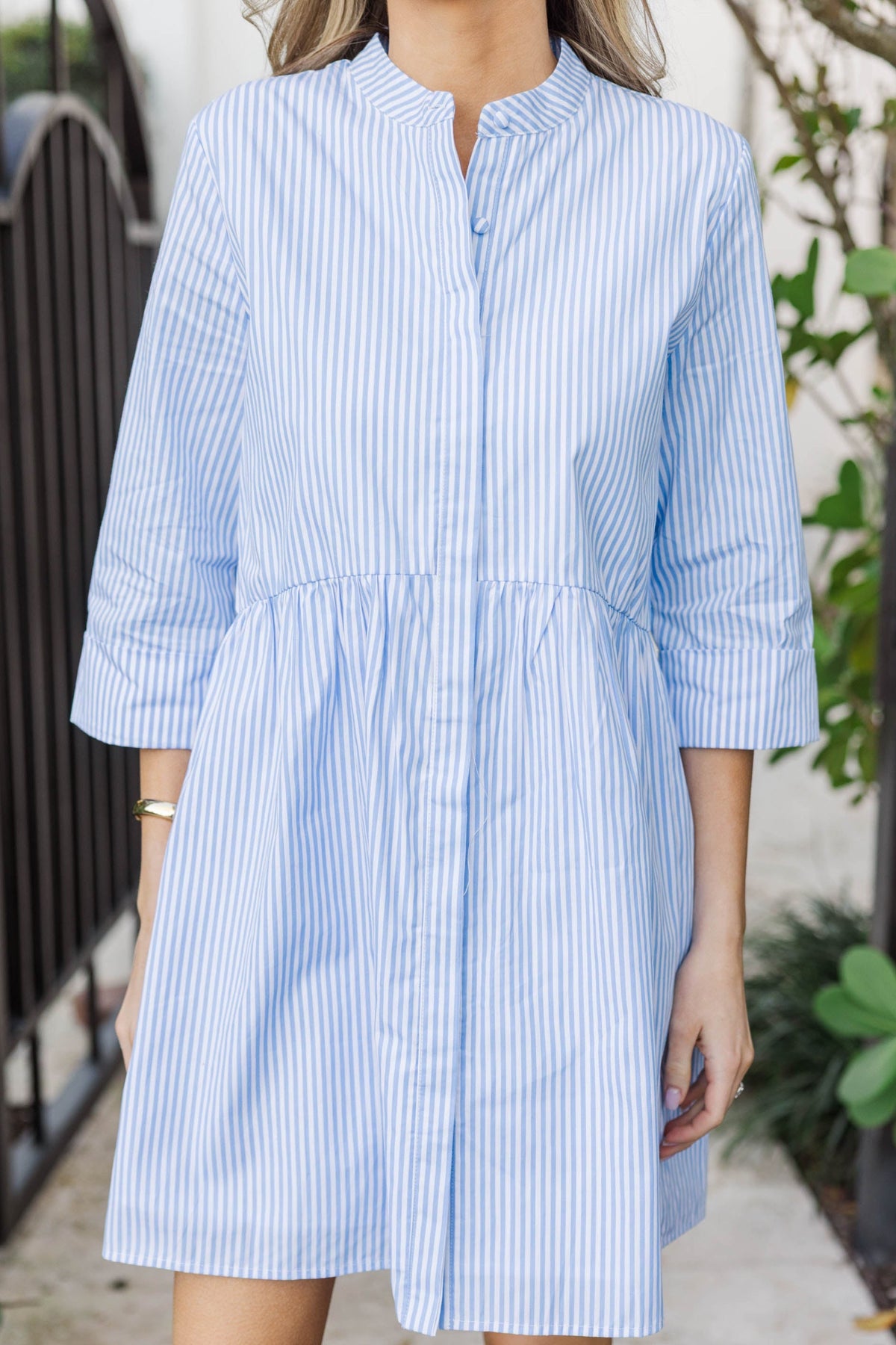 blue dress for baby girl Buy Stripe Blue and White Lace Shirt Dress - Boho main image 0