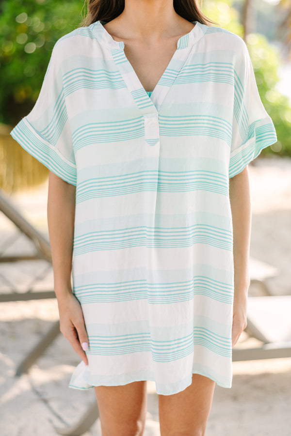 Follow The Rules Mint Green Striped Cover-Up