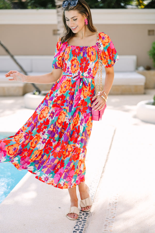Return To Me Magenta Floral Midi Dress Shop the Mint Return To Me Magenta Floral Midi Dress Shop the Mint