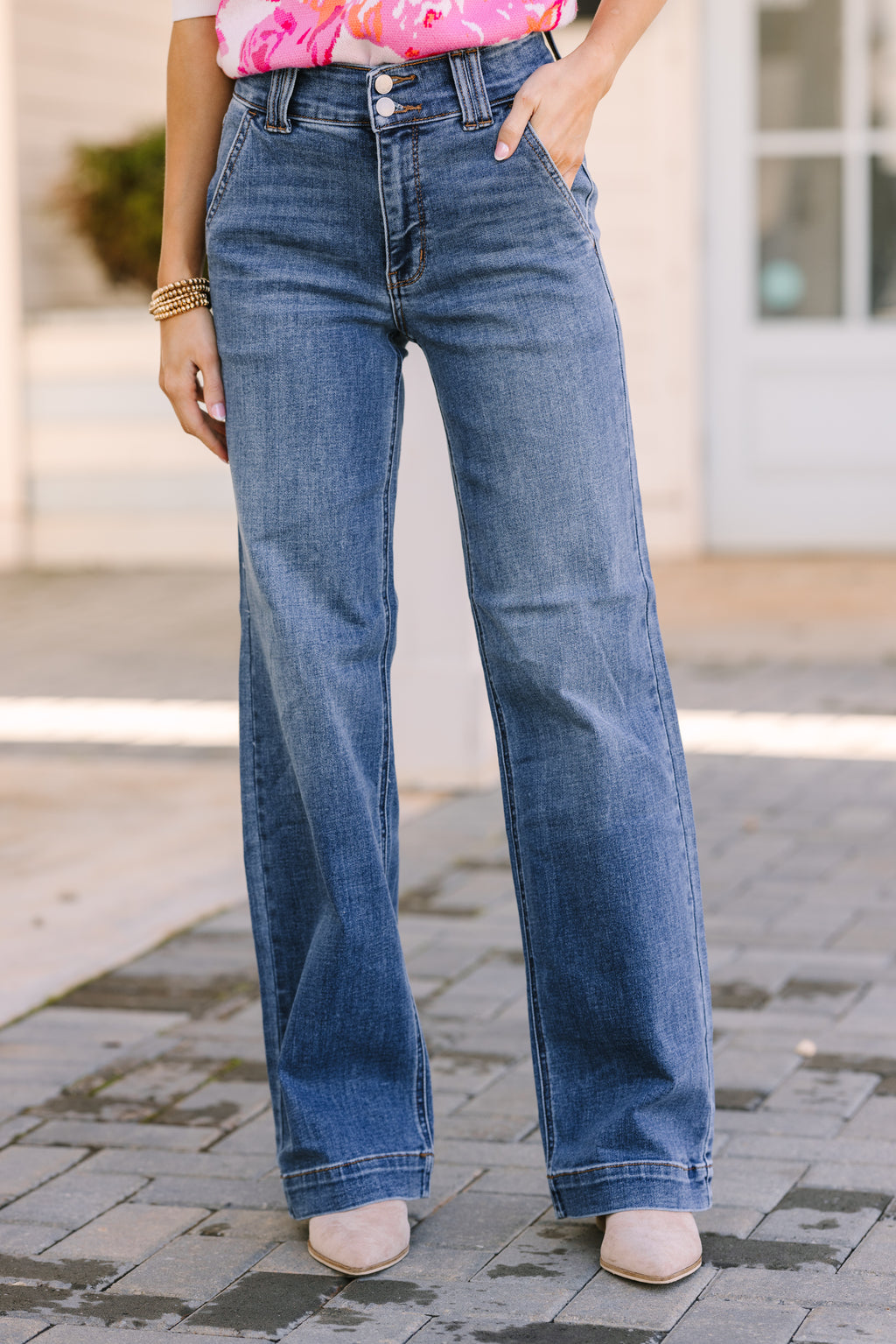 Judy Blue: Make You Move Medium Wash Wide Leg Jeans – Shop the Mint