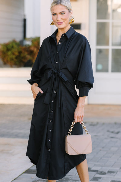 In Your League Black Button Down Midi Dress – Shop the Mint