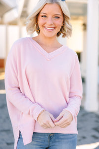 Find Yourself Bluch Pink Brushed Knit Top