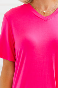 Take Your Time Fuchsia Pink T-shirt Dress