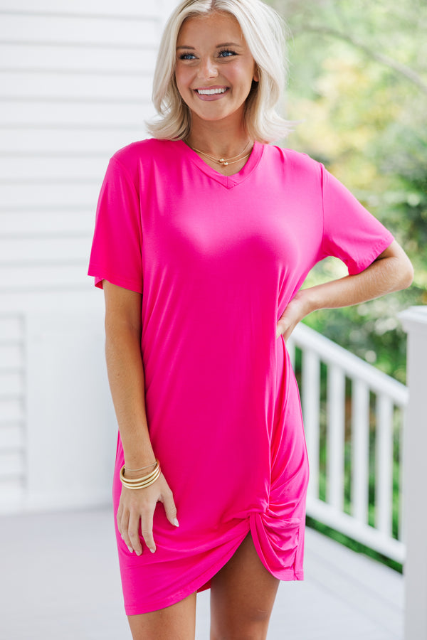 Take Your Time Fuchsia Pink T-shirt Dress