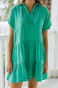 All For You Green Tiered Cotton Dress