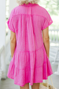 All For You Fuchsia Pink Tiered Cotton Dress