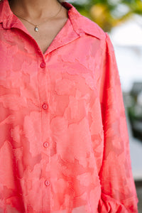 All In The Details Pink Textured Blouse