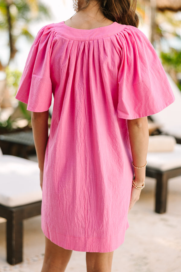 Just A Theory Fuchsia Pink Cotton Dress