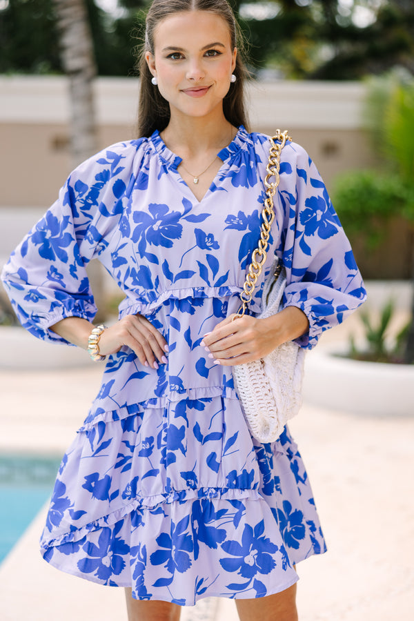 All That You Know Periwinkle Blue Floral Dress