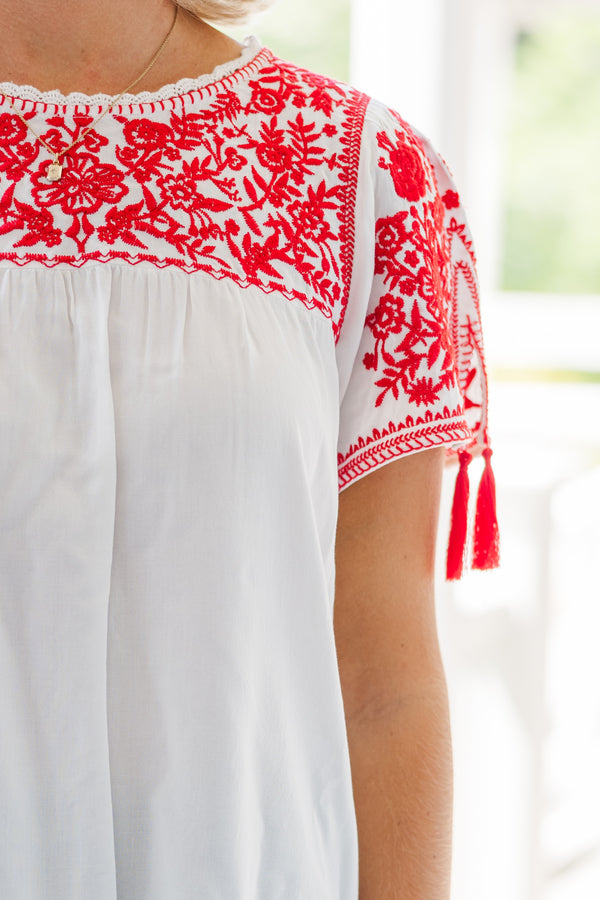 All The Info I Need Red Embroidered Top Shop the Mint All The Info I Need Red Embroidered Top Shop the Mint