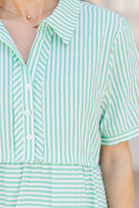 All You Need To Hear Green Striped Babydoll Dress