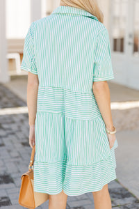 All You Need To Hear Green Striped Babydoll Dress