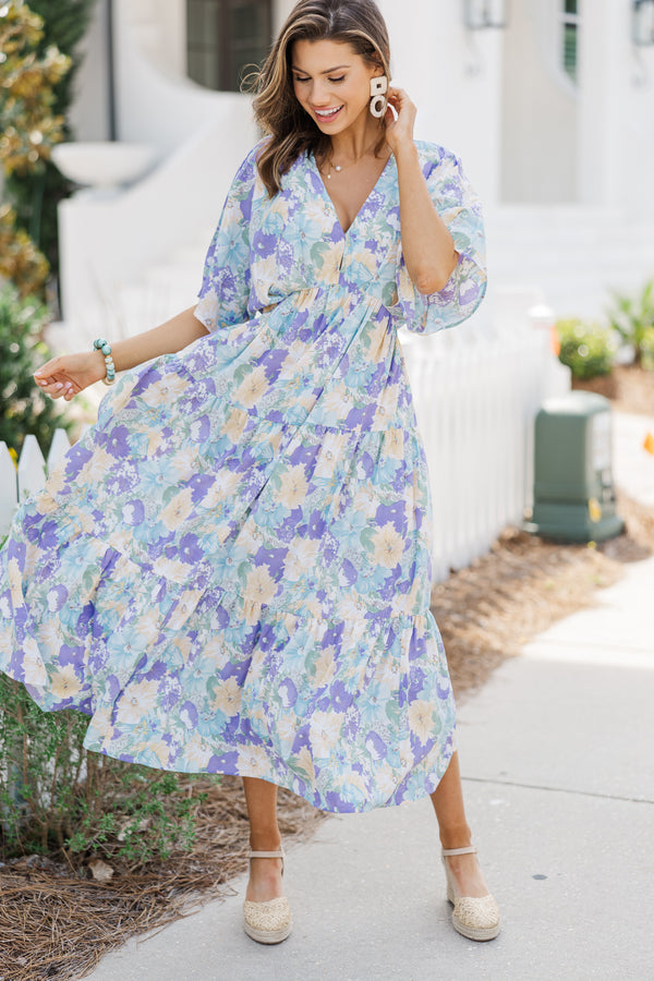 At This Time Light Blue Floral Midi Dress – Shop the Mint