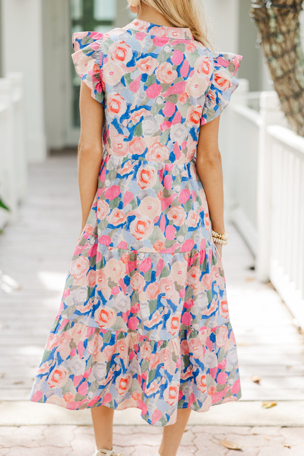 Bright Days Ahead Blue Peach Combo Midi Dress Shop the Mint Bright Days Ahead Blue Peach Combo Midi Dress Shop the Mint