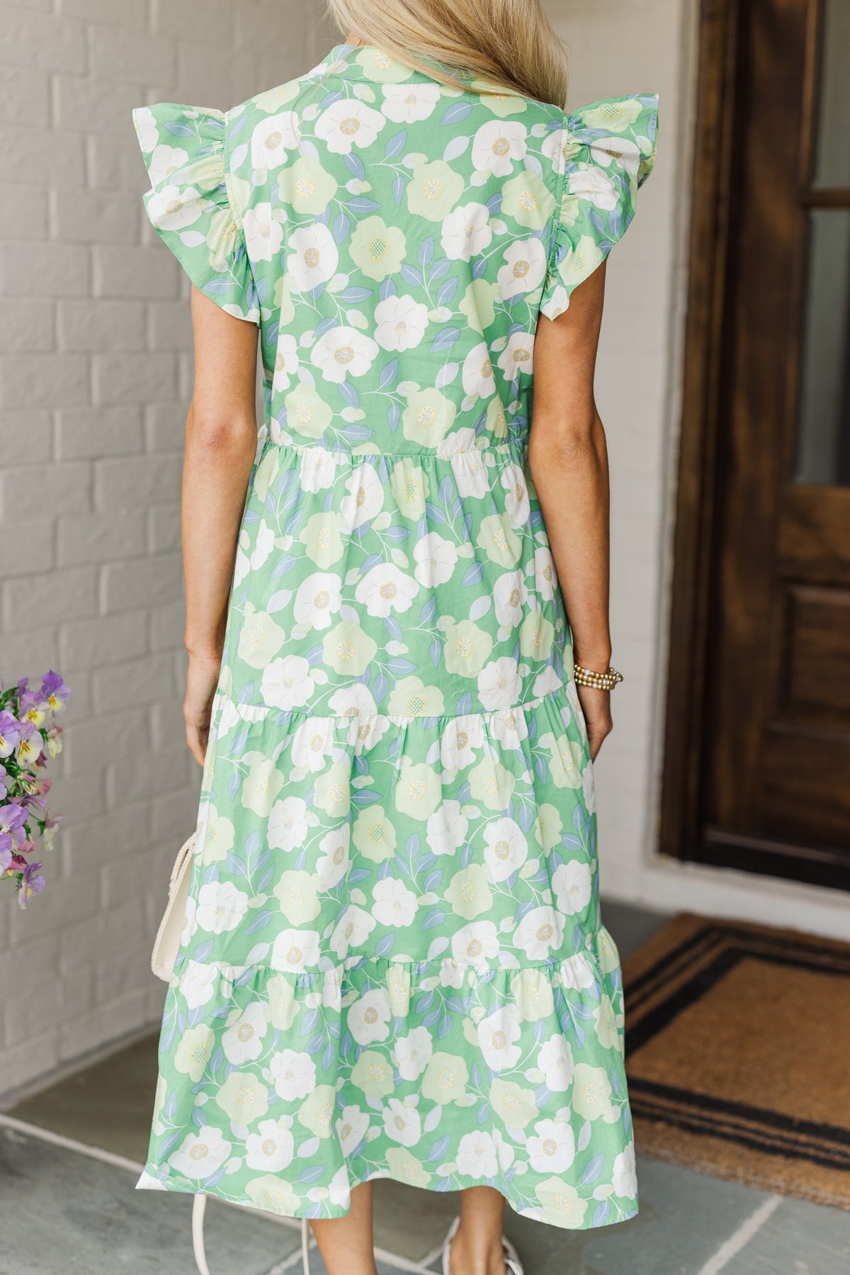 Bright Days Ahead Green White Combo Floral Midi Dress – Shop the Mint