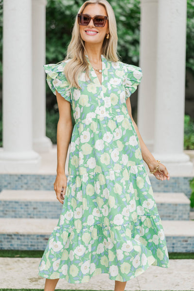 Bright Days Ahead Green White Combo Floral Midi Dress Shop the Mint Bright Days Ahead Green White Combo Floral Midi Dress Shop the Mint