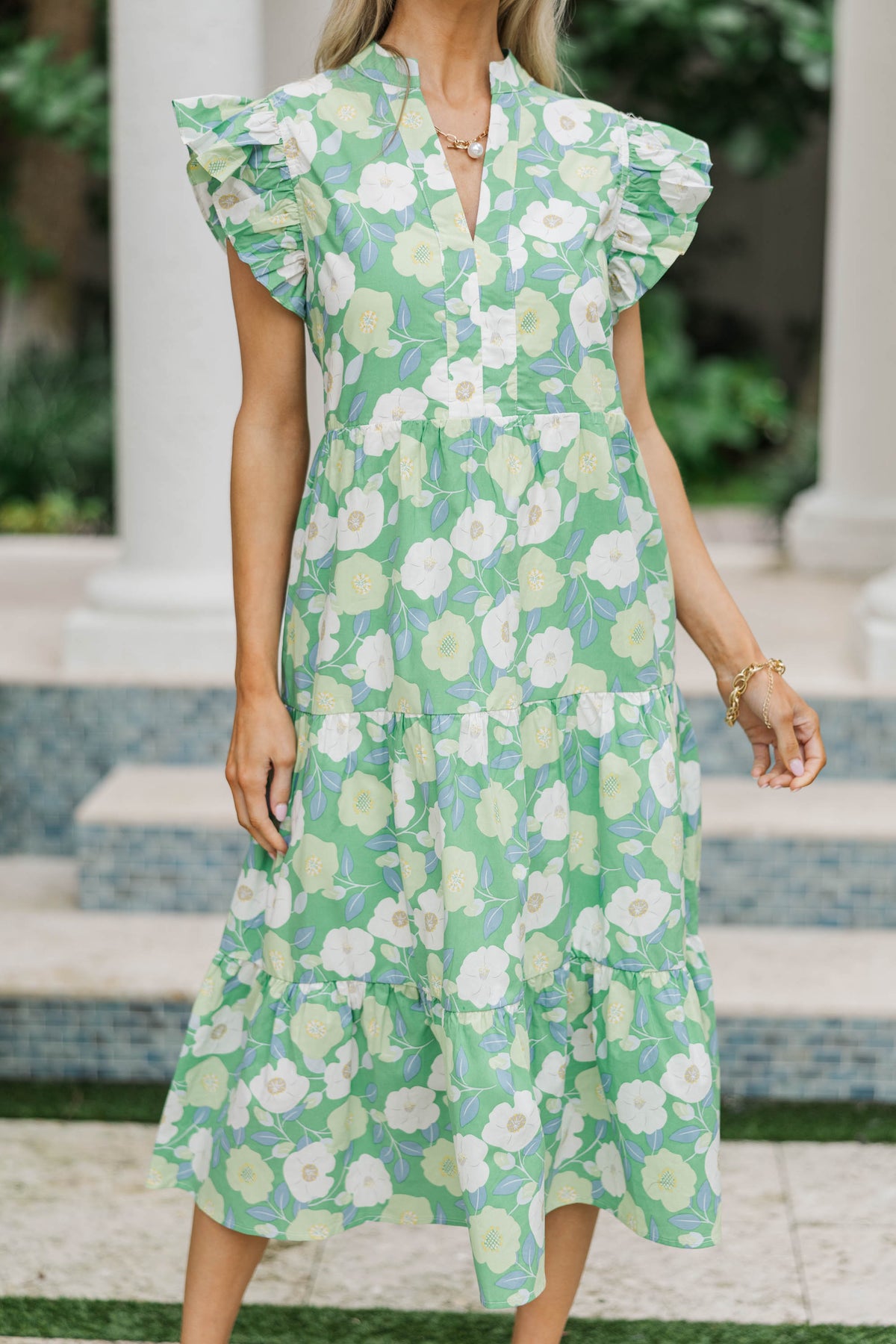 Bright Days Ahead Green White Combo Floral Midi Dress Shop the Mint Bright Days Ahead Green White Combo Floral Midi Dress Shop the Mint
