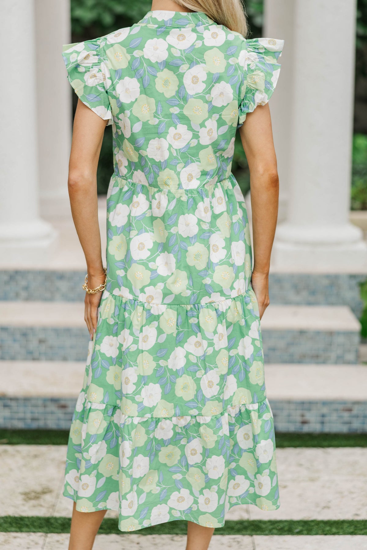 Bright Days Ahead Green White Combo Floral Midi Dress – Shop the Mint
