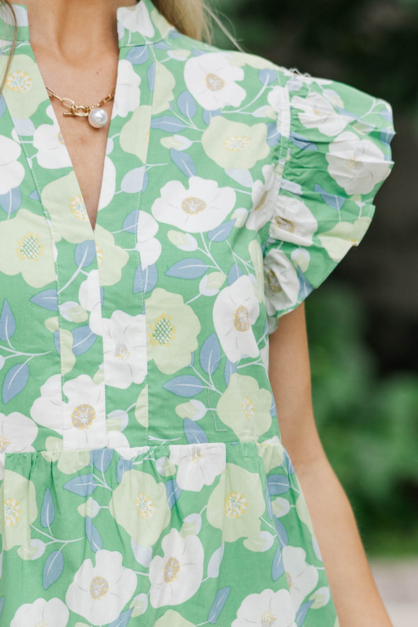 Bright Days Ahead Green White Combo Floral Midi Dress – Shop the Mint