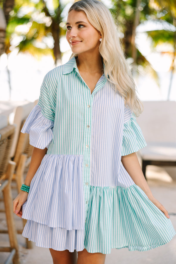 Call On You Green Striped Babydoll Dress