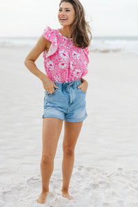 Clear Your Mind Pink Floral Blouse