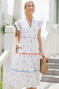 Created Beauty White Sailboat Midi Dress