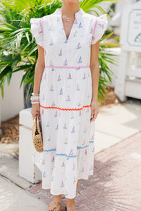 Created Beauty White Sailboat Midi Dress