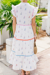 Created Beauty White Sailboat Midi Dress