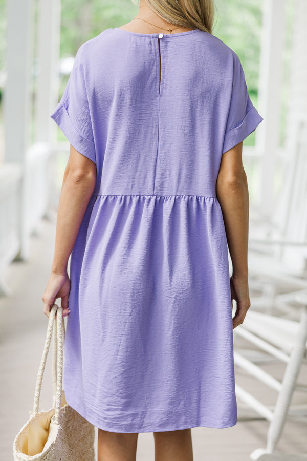 Lavender Plaid Babydoll Dress For Fun Styles
